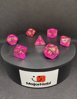 DND FRP 7’li Zar Seti – Şeffaf Fuşya | Dungeons & Dragons Masaüstü RPG Oyun Zarı Seti - 3