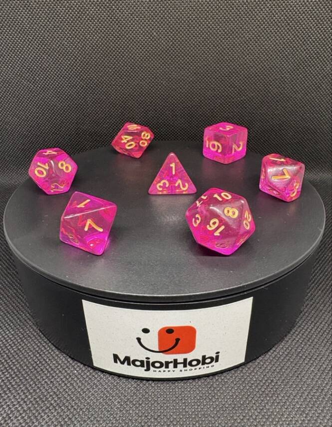 DND FRP 7’li Zar Seti – Şeffaf Fuşya | Dungeons & Dragons Masaüstü RPG Oyun Zarı Seti - 3