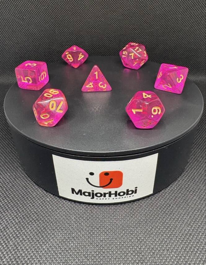 DND FRP 7’li Zar Seti – Şeffaf Fuşya | Dungeons & Dragons Masaüstü RPG Oyun Zarı Seti - 5