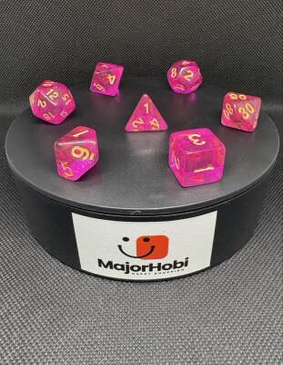 DND FRP 7’li Zar Seti – Şeffaf Fuşya | Dungeons & Dragons Masaüstü RPG Oyun Zarı Seti - 8