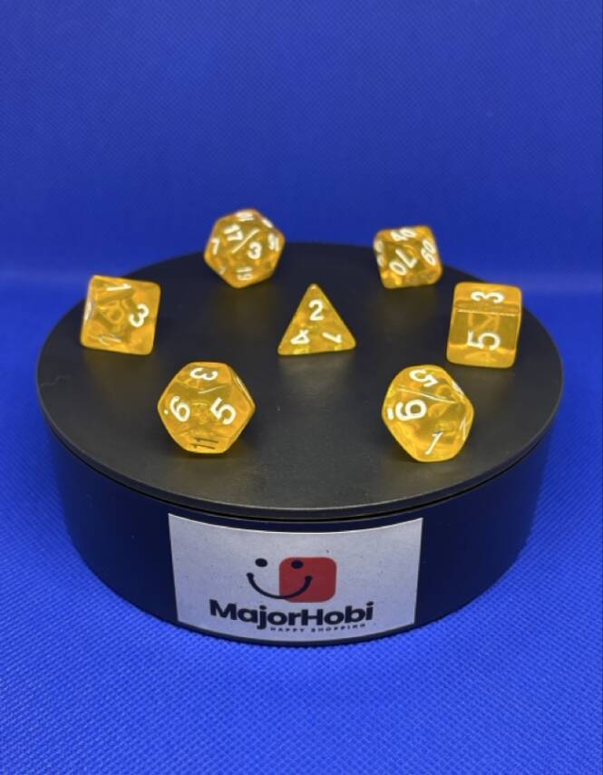 DND FRP 7’li Zar Seti – Şeffaf Koyu Sarı | Dungeons & Dragons Masaüstü RPG Oyun Zarı Seti - 4