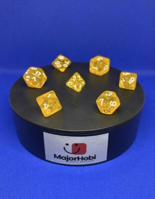 DND FRP 7’li Zar Seti – Şeffaf Koyu Sarı | Dungeons & Dragons Masaüstü RPG Oyun Zarı Seti - 6