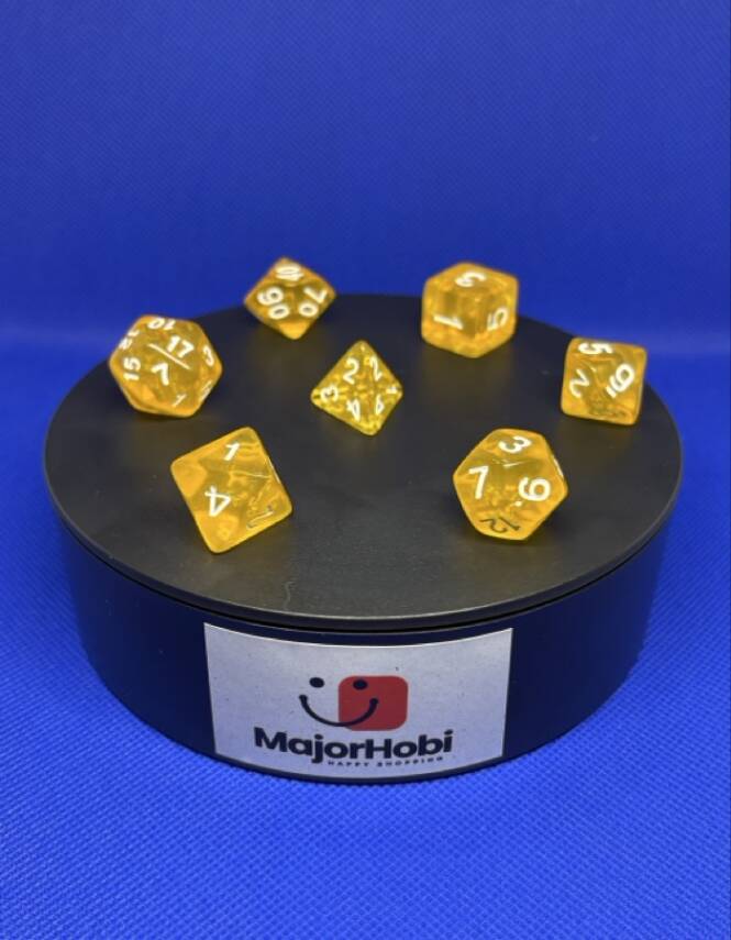 DND FRP 7’li Zar Seti – Şeffaf Koyu Sarı | Dungeons & Dragons Masaüstü RPG Oyun Zarı Seti - 6