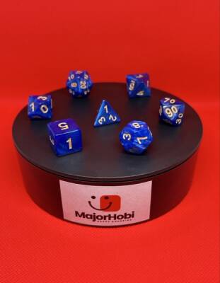 DND FRP 7’li Zar Seti – Şeffaf Mavi | Dungeons & Dragons Masaüstü RPG Oyun Zarı Seti