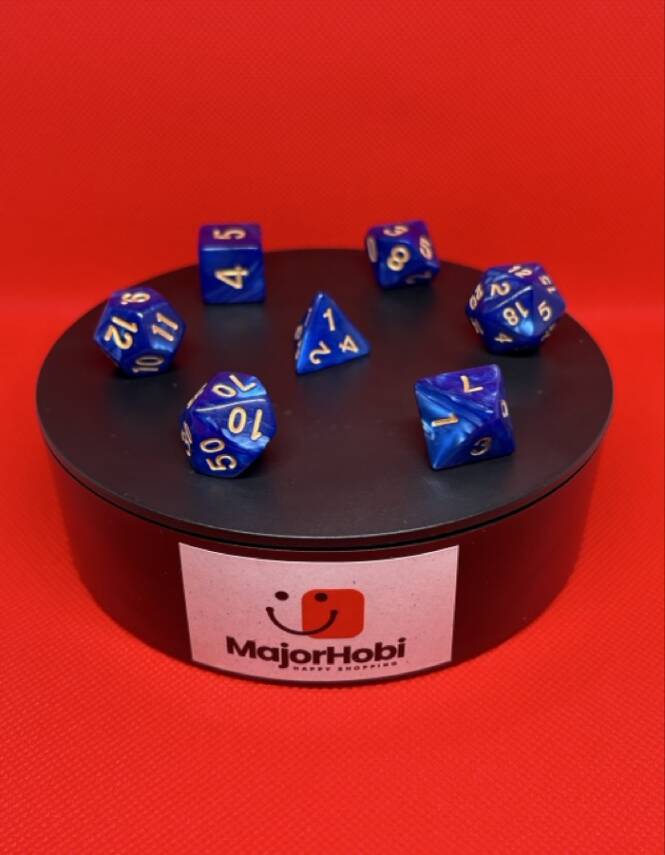DND FRP 7’li Zar Seti – Şeffaf Mavi | Dungeons & Dragons Masaüstü RPG Oyun Zarı Seti - 7