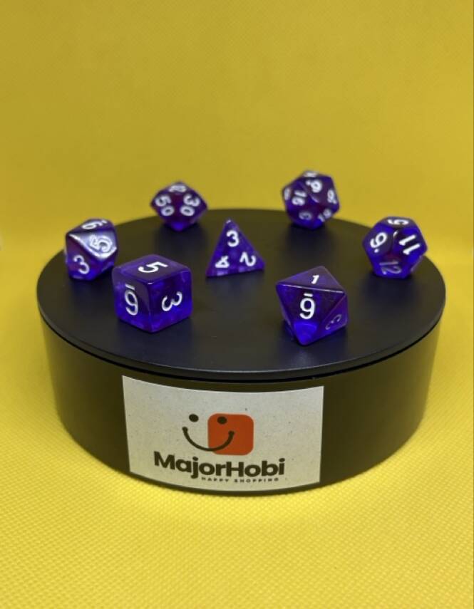 DND FRP 7’li Zar Seti – Şeffaf Mor | Dungeons & Dragons Masaüstü RPG Oyun Zarı Seti - 1