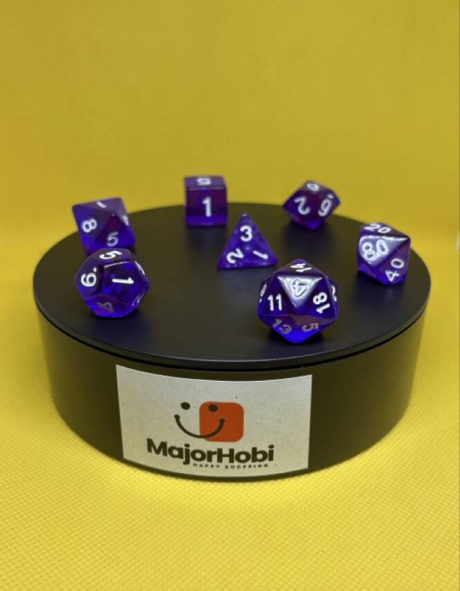 DND FRP 7’li Zar Seti – Şeffaf Mor | Dungeons & Dragons Masaüstü RPG Oyun Zarı Seti - 7