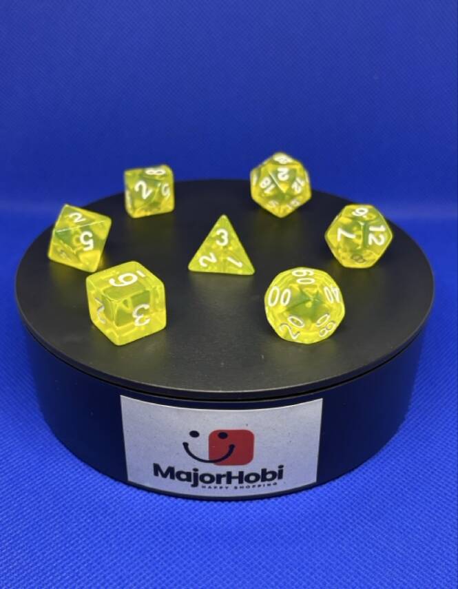 DND FRP 7’li Zar Seti – Şeffaf Sarı | Dungeons & Dragons Masaüstü RPG Oyun Zarı Seti - 3