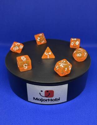 DND FRP 7’li Zar Seti – Şeffaf Turuncu | Dungeons & Dragons Masaüstü RPG Oyun Zarı Seti
