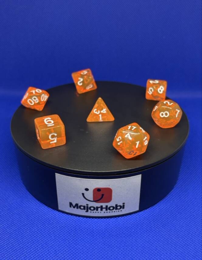 DND FRP 7’li Zar Seti – Şeffaf Turuncu | Dungeons & Dragons Masaüstü RPG Oyun Zarı Seti - 1
