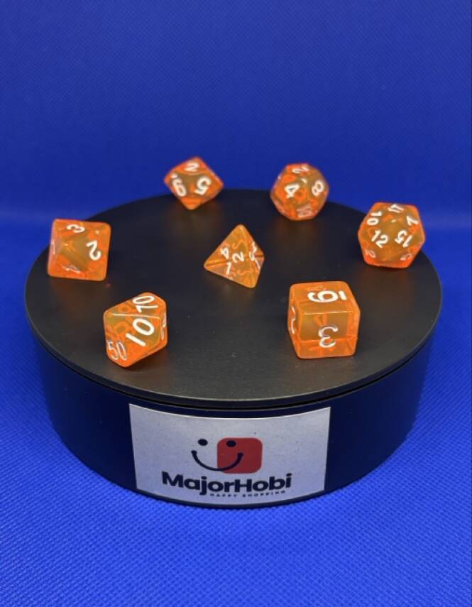 DND FRP 7’li Zar Seti – Şeffaf Turuncu | Dungeons & Dragons Masaüstü RPG Oyun Zarı Seti - 3