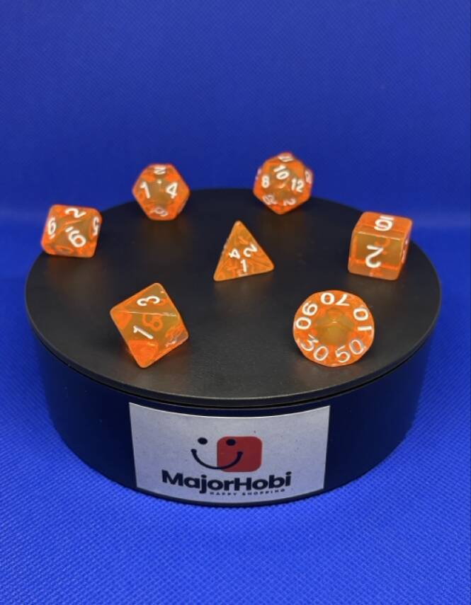 DND FRP 7’li Zar Seti – Şeffaf Turuncu | Dungeons & Dragons Masaüstü RPG Oyun Zarı Seti - 4