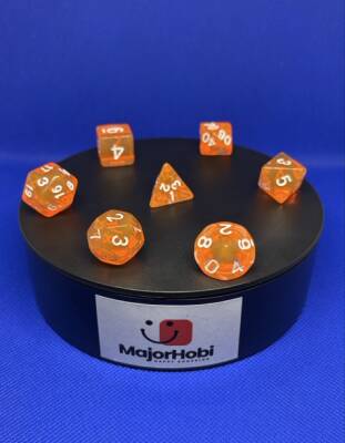 DND FRP 7’li Zar Seti – Şeffaf Turuncu | Dungeons & Dragons Masaüstü RPG Oyun Zarı Seti - 6