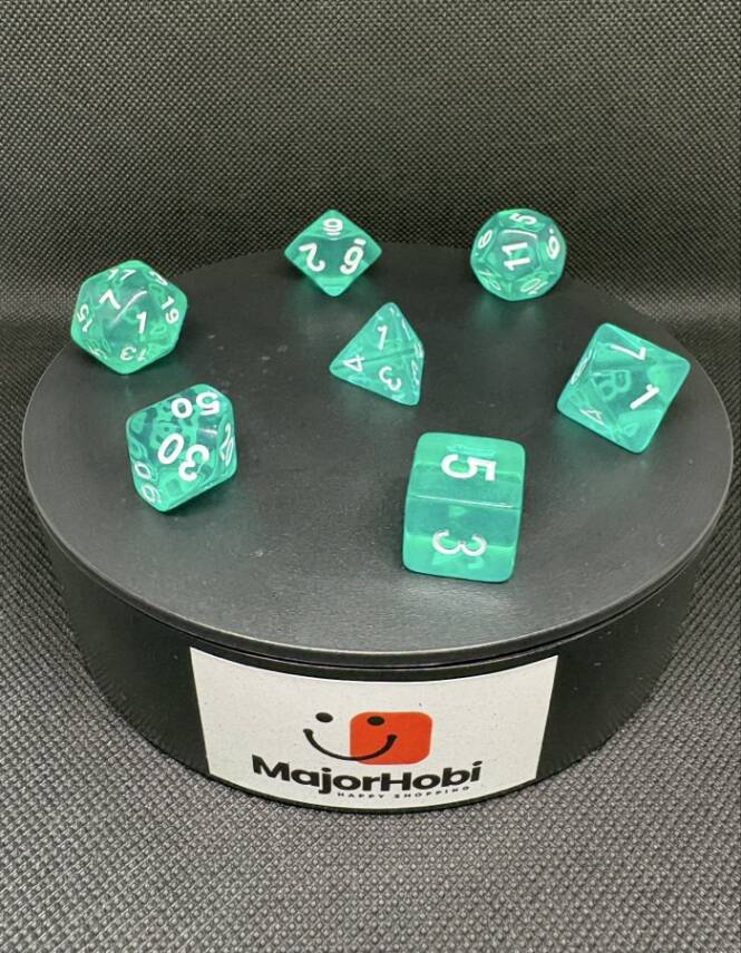 DND FRP 7’li Zar Seti – Şeffaf Yeşil | Dungeons & Dragons Masaüstü RPG Oyun Zarı Seti - 1