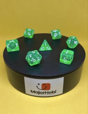 DND FRP 7’li Zar Seti – Şeffaf Yeşil | Dungeons & Dragons Masaüstü RPG Oyun Zarı Seti