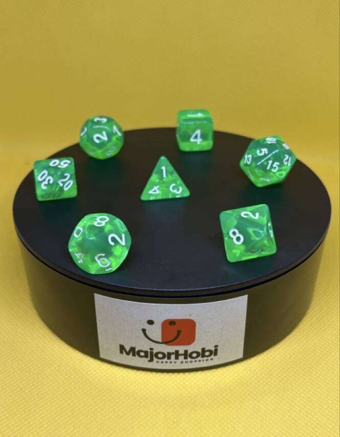 DND FRP 7’li Zar Seti – Şeffaf Yeşil | Dungeons & Dragons Masaüstü RPG Oyun Zarı Seti - 4