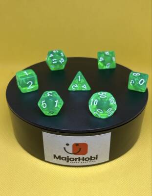 DND FRP 7’li Zar Seti – Şeffaf Yeşil | Dungeons & Dragons Masaüstü RPG Oyun Zarı Seti - 7
