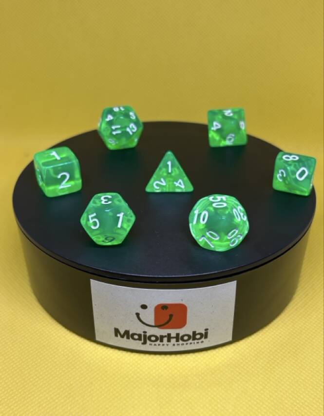 DND FRP 7’li Zar Seti – Şeffaf Yeşil | Dungeons & Dragons Masaüstü RPG Oyun Zarı Seti - 7