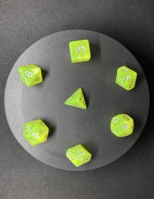 DND FRP 7’li Zar Seti – Simli Yeşil | Dungeons & Dragons Masaüstü RPG Oyun Zarı Seti