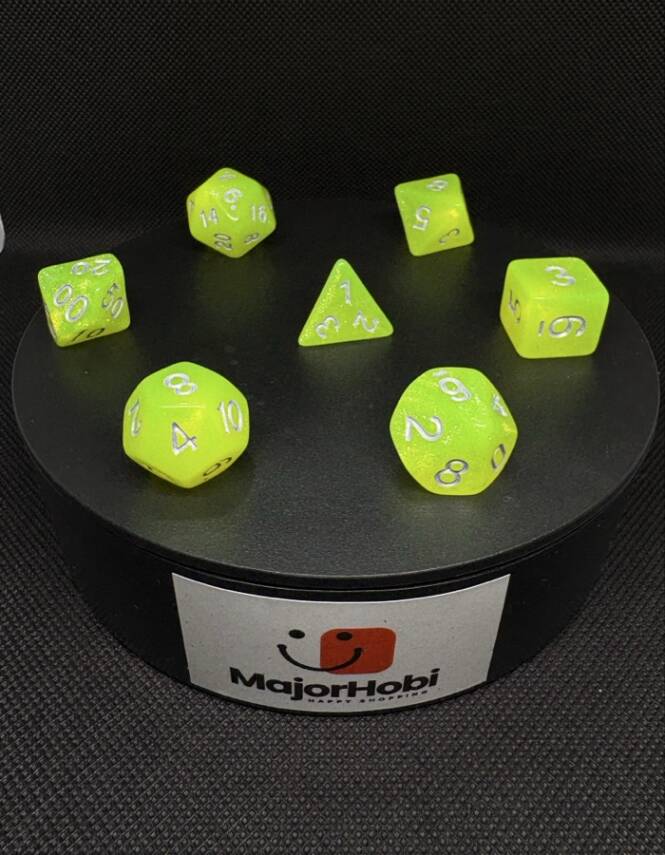 DND FRP 7’li Zar Seti – Simli Yeşil | Dungeons & Dragons Masaüstü RPG Oyun Zarı Seti - 2