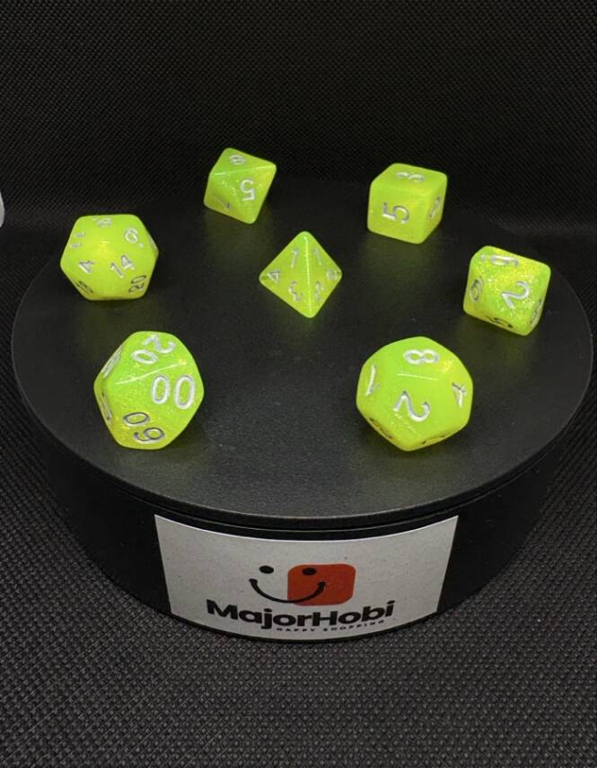 DND FRP 7’li Zar Seti – Simli Yeşil | Dungeons & Dragons Masaüstü RPG Oyun Zarı Seti - 4