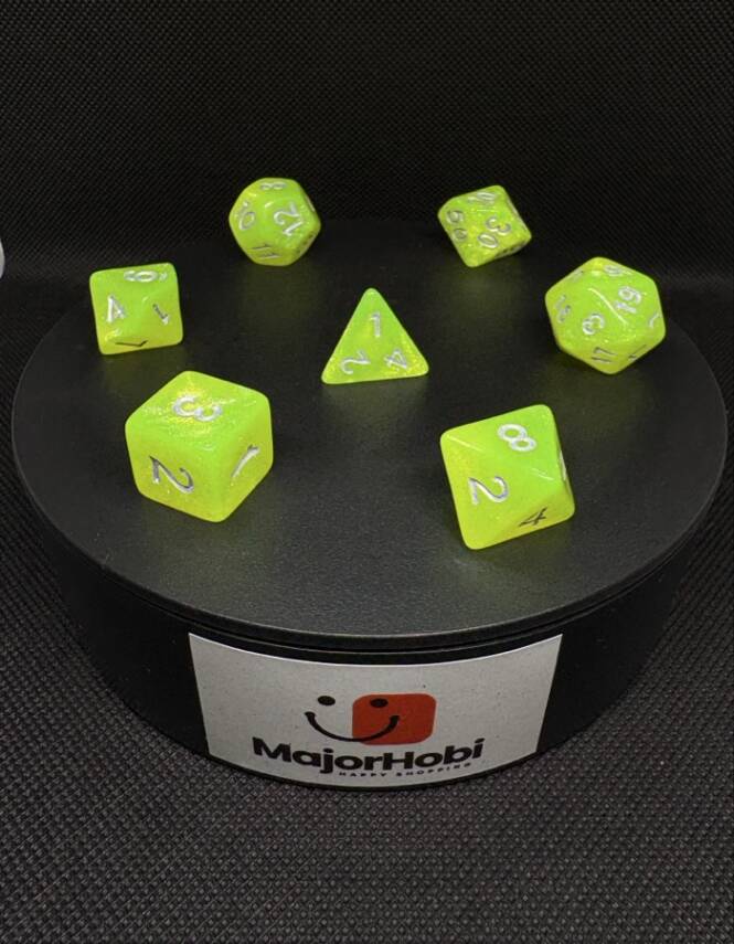 DND FRP 7’li Zar Seti – Simli Yeşil | Dungeons & Dragons Masaüstü RPG Oyun Zarı Seti - 8