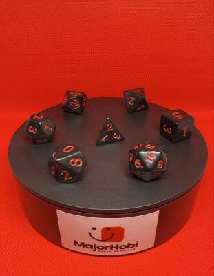 DND FRP 7’li Zar Seti – Siyah Kırmızı | Dungeons & Dragons Masaüstü RPG Oyun Zarı Seti - 2