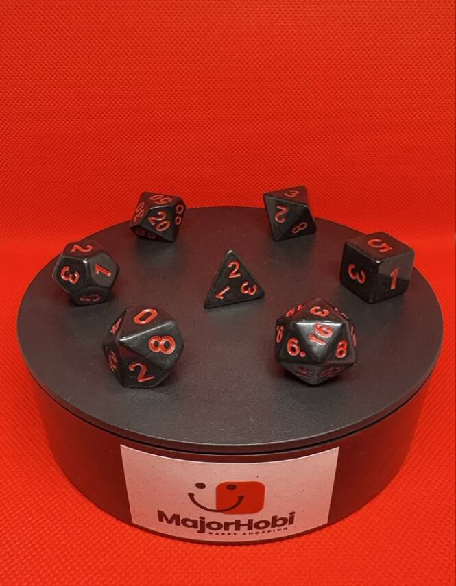 DND FRP 7’li Zar Seti – Siyah Kırmızı | Dungeons & Dragons Masaüstü RPG Oyun Zarı Seti - 2