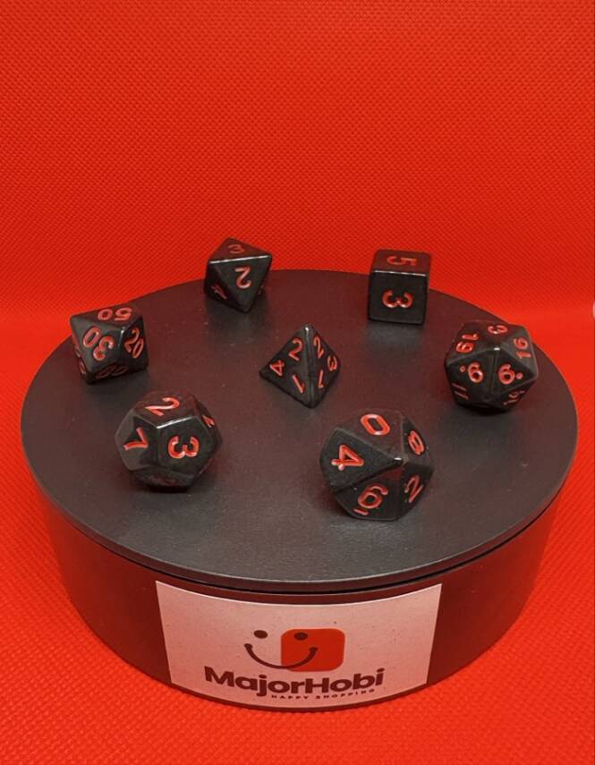 DND FRP 7’li Zar Seti – Siyah Kırmızı | Dungeons & Dragons Masaüstü RPG Oyun Zarı Seti - 3