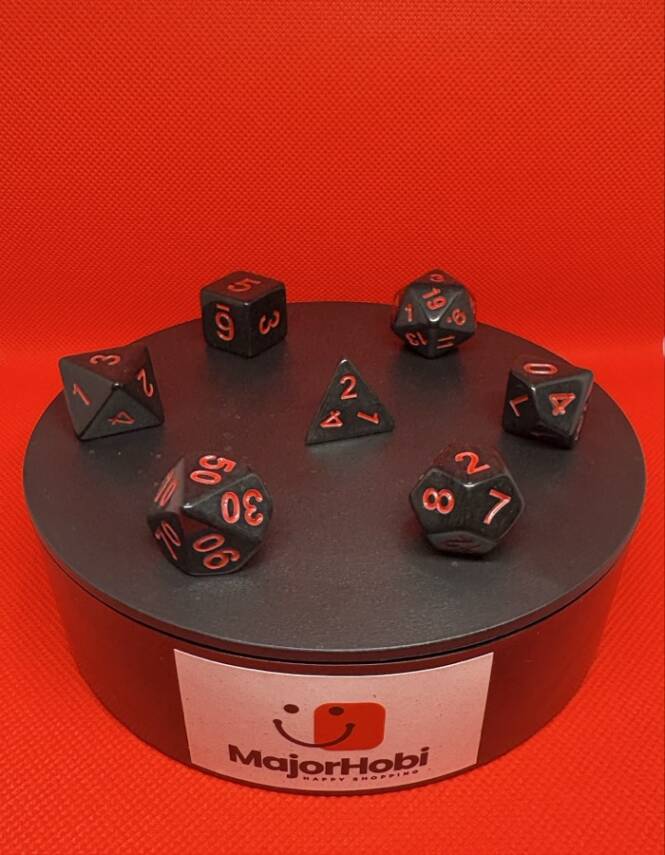 DND FRP 7’li Zar Seti – Siyah Kırmızı | Dungeons & Dragons Masaüstü RPG Oyun Zarı Seti - 4