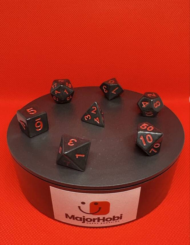 DND FRP 7’li Zar Seti – Siyah Kırmızı | Dungeons & Dragons Masaüstü RPG Oyun Zarı Seti - 5