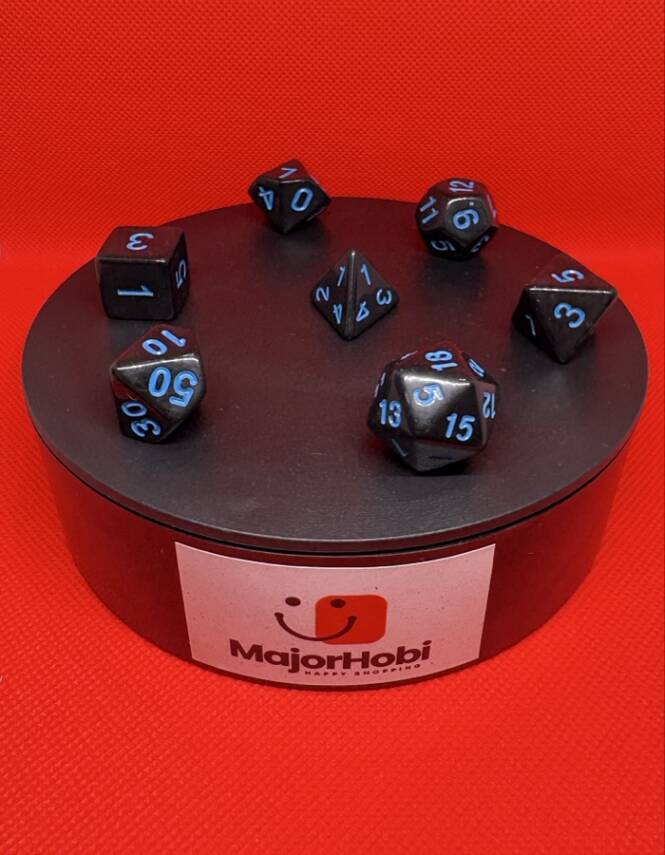 DND FRP 7’li Zar Seti – Siyah Mavi | Dungeons & Dragons Masaüstü RPG Oyun Zarı Seti - 1