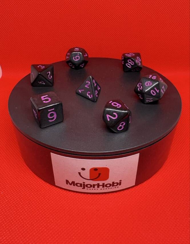 DND FRP 7’li Zar Seti – Siyah Pembe | Dungeons & Dragons Masaüstü RPG Oyun Zarı Seti - 2
