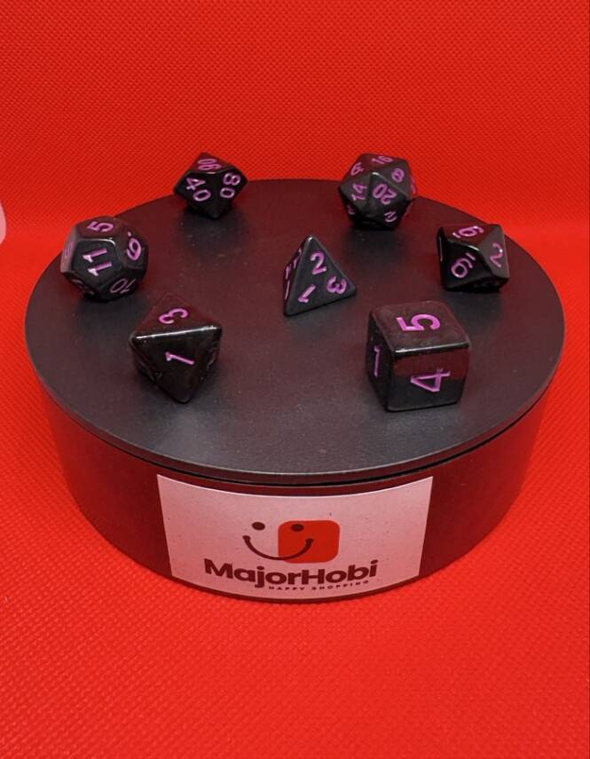 DND FRP 7’li Zar Seti – Siyah Pembe | Dungeons & Dragons Masaüstü RPG Oyun Zarı Seti - 3
