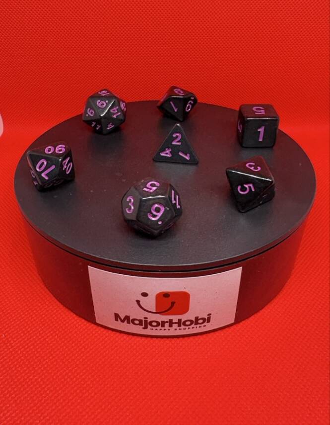 DND FRP 7’li Zar Seti – Siyah Pembe | Dungeons & Dragons Masaüstü RPG Oyun Zarı Seti - 4