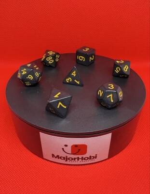 DND FRP 7’li Zar Seti – Siyah Sarı | Dungeons & Dragons Masaüstü RPG Oyun Zarı Seti