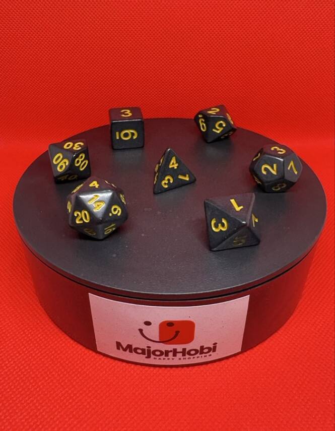 DND FRP 7’li Zar Seti – Siyah Sarı | Dungeons & Dragons Masaüstü RPG Oyun Zarı Seti - 2