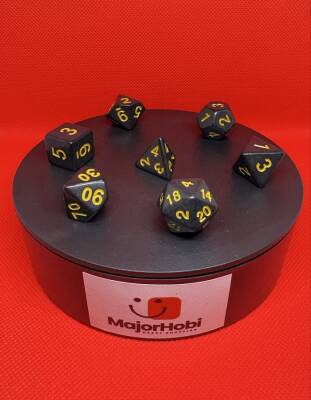 DND FRP 7’li Zar Seti – Siyah Sarı | Dungeons & Dragons Masaüstü RPG Oyun Zarı Seti - 3