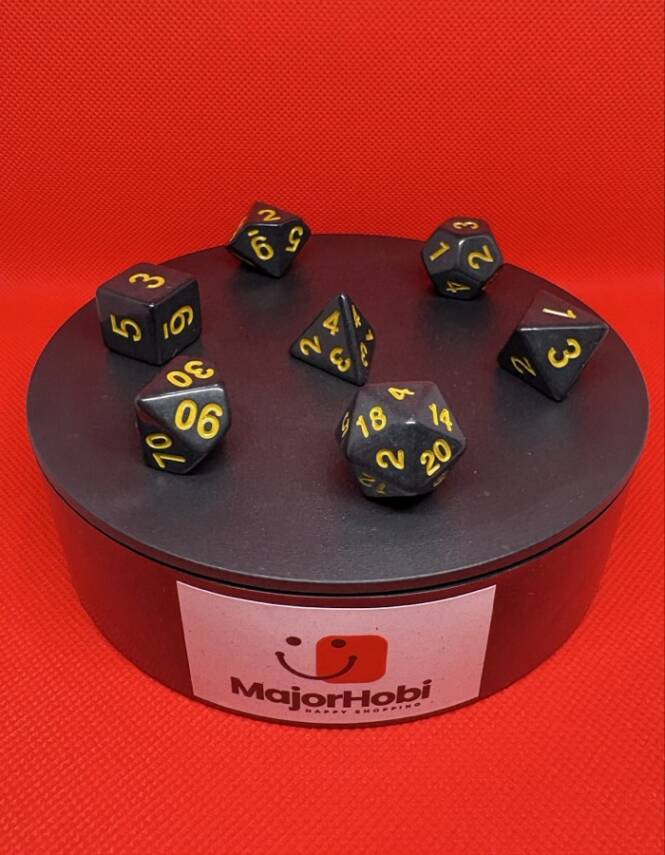 DND FRP 7’li Zar Seti – Siyah Sarı | Dungeons & Dragons Masaüstü RPG Oyun Zarı Seti - 3