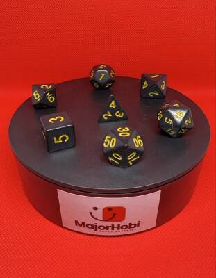 DND FRP 7’li Zar Seti – Siyah Sarı | Dungeons & Dragons Masaüstü RPG Oyun Zarı Seti - 4