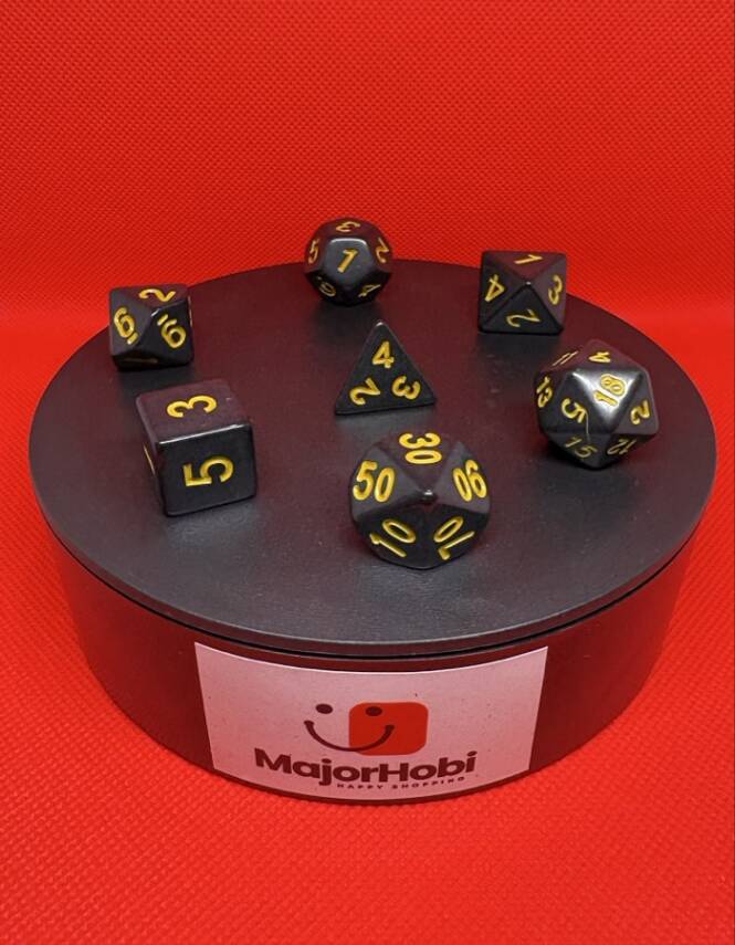 DND FRP 7’li Zar Seti – Siyah Sarı | Dungeons & Dragons Masaüstü RPG Oyun Zarı Seti - 4