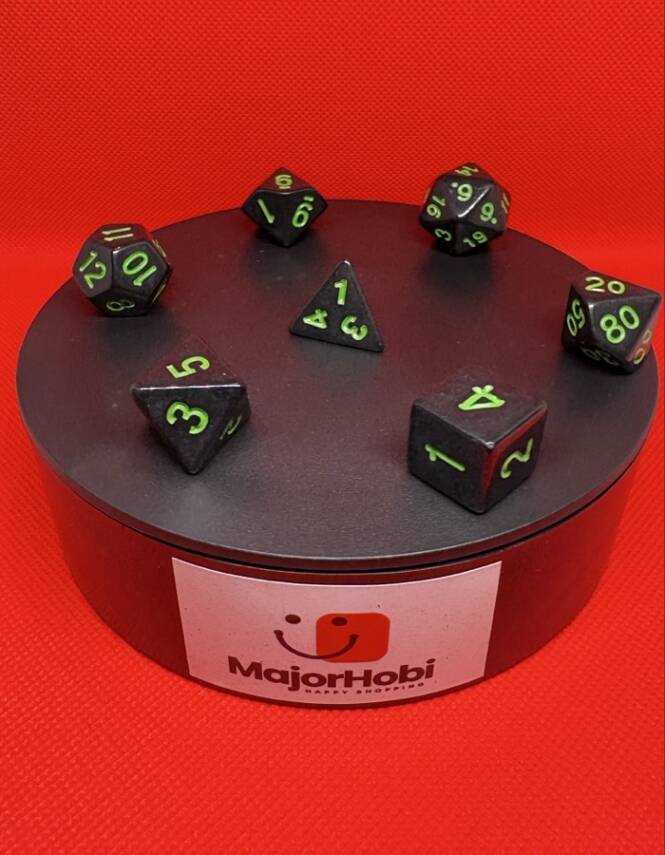 DND FRP 7’li Zar Seti – Siyah Yeşil | Dungeons & Dragons Masaüstü RPG Oyun Zarı Seti - 1