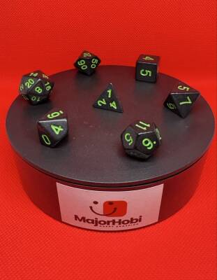 DND FRP 7’li Zar Seti – Siyah Yeşil | Dungeons & Dragons Masaüstü RPG Oyun Zarı Seti - 3