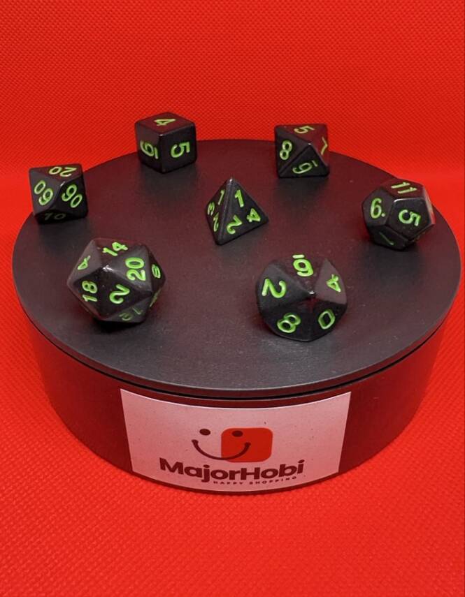 DND FRP 7’li Zar Seti – Siyah Yeşil | Dungeons & Dragons Masaüstü RPG Oyun Zarı Seti - 4