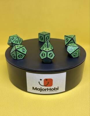 DND FRP 7’li Zar Seti – Yeşil Renkli | Dungeons & Dragons Masaüstü RPG Oyun Zarı Seti