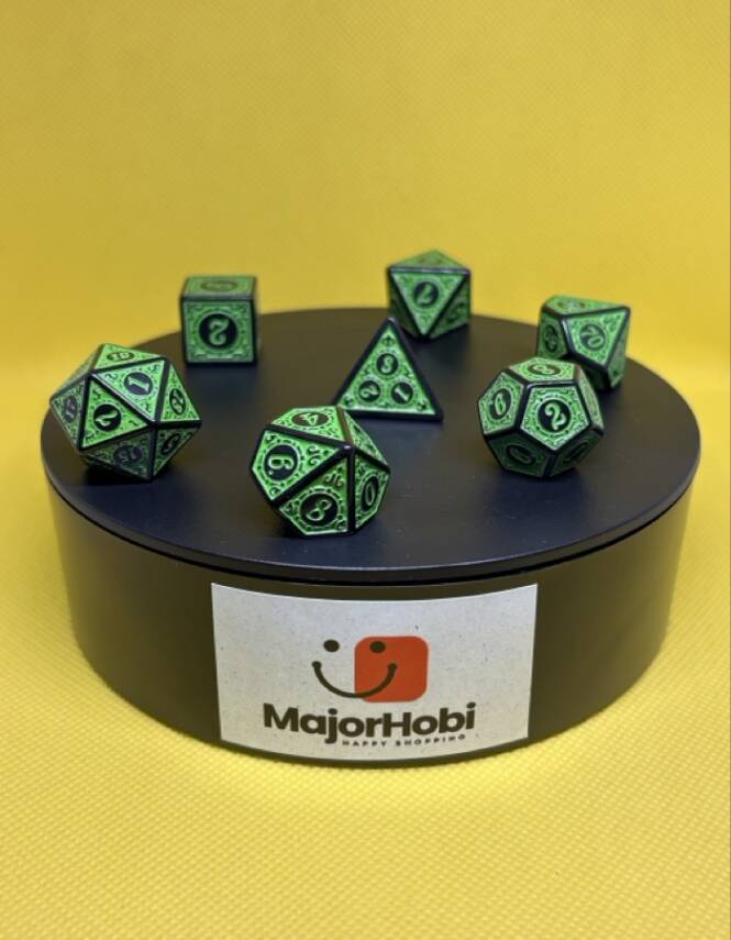 DND FRP 7’li Zar Seti – Yeşil Renkli | Dungeons & Dragons Masaüstü RPG Oyun Zarı Seti - 2