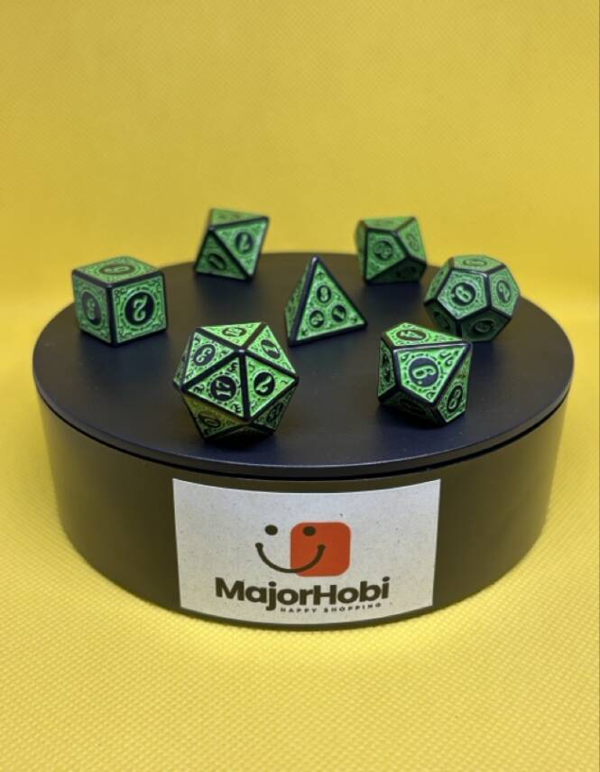 DND FRP 7’li Zar Seti – Yeşil Renkli | Dungeons & Dragons Masaüstü RPG Oyun Zarı Seti - 3