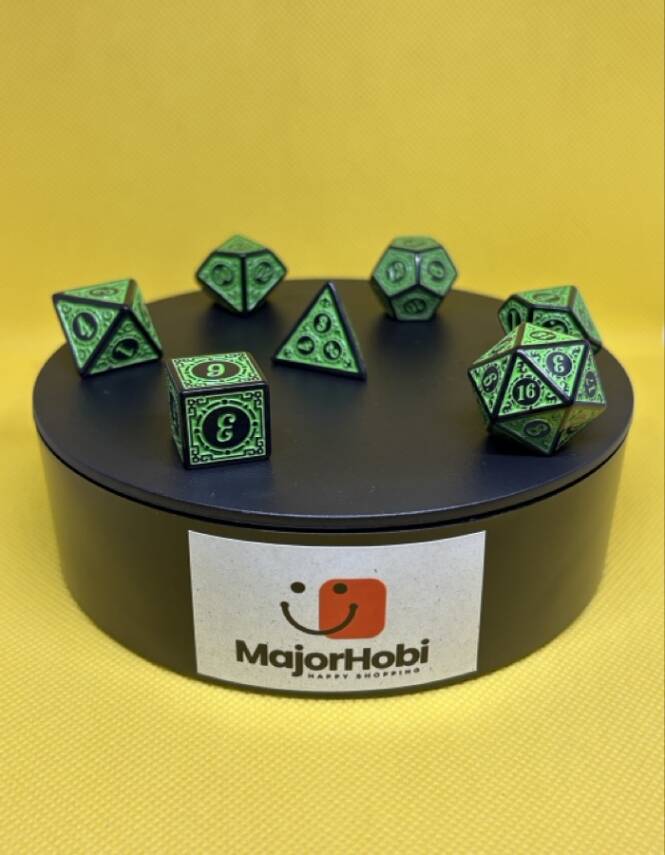 DND FRP 7’li Zar Seti – Yeşil Renkli | Dungeons & Dragons Masaüstü RPG Oyun Zarı Seti - 5