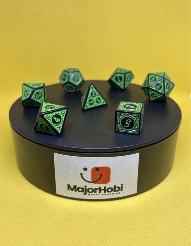 DND FRP 7’li Zar Seti – Yeşil Renkli | Dungeons & Dragons Masaüstü RPG Oyun Zarı Seti - 7