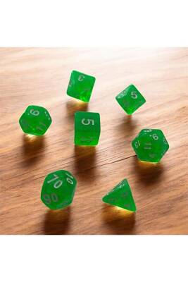 DND Frp Zar Seti 7li Set Dnd Zarı Dungeons And Dragons Masaüstü Oyun Zarı Parlak Yeşil